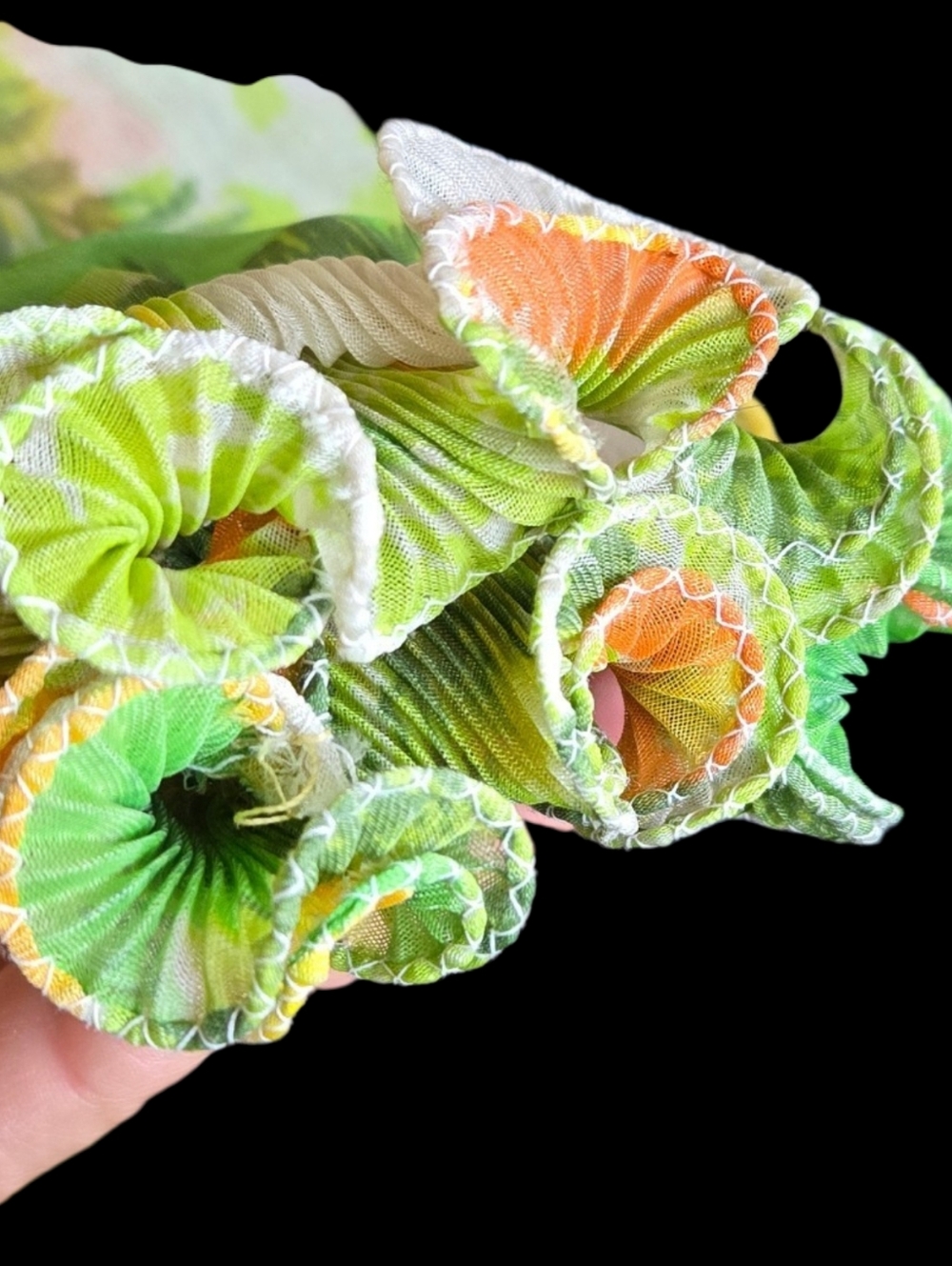 VTG 60s Mod Hippie Dress Long Chiffon Green Daisy Floral Formal Hostess Gown - Picture 6 of 11